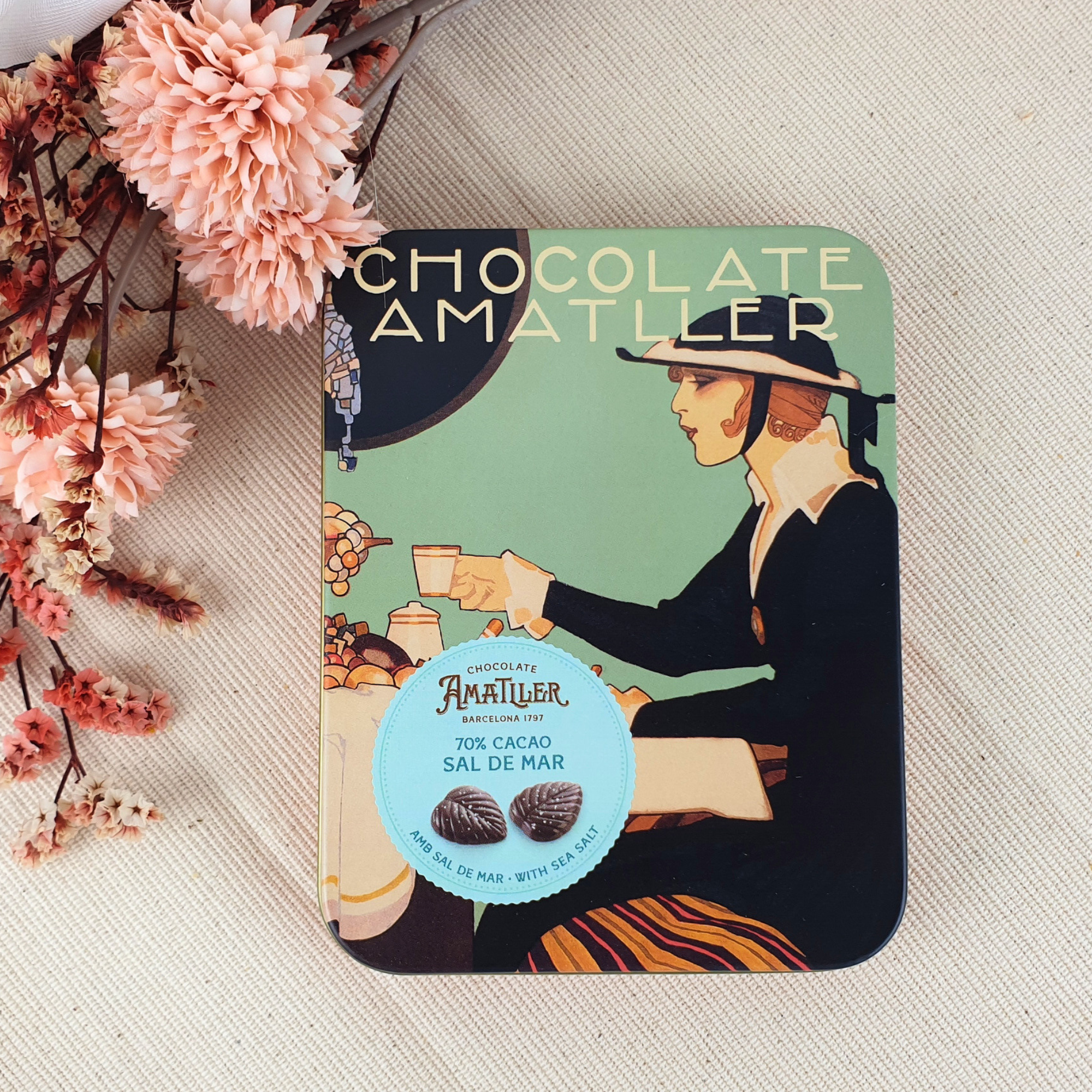 Hojas de Chocolate 70% con Sal de Mar de Chocolates Amatller