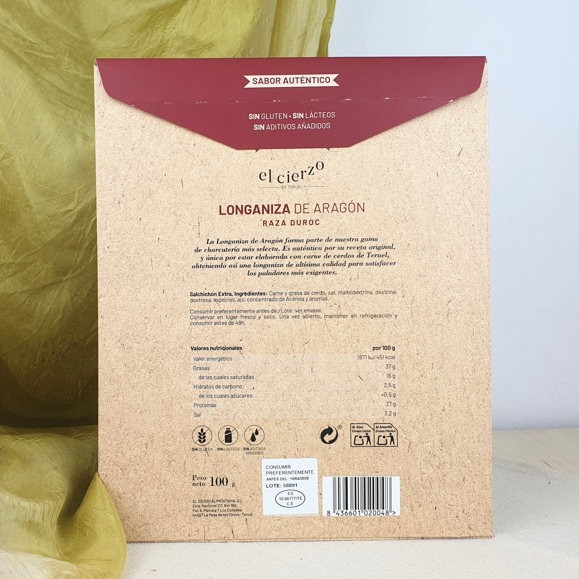 Longaniza De Aragon Duroc Lonchada (100gr)